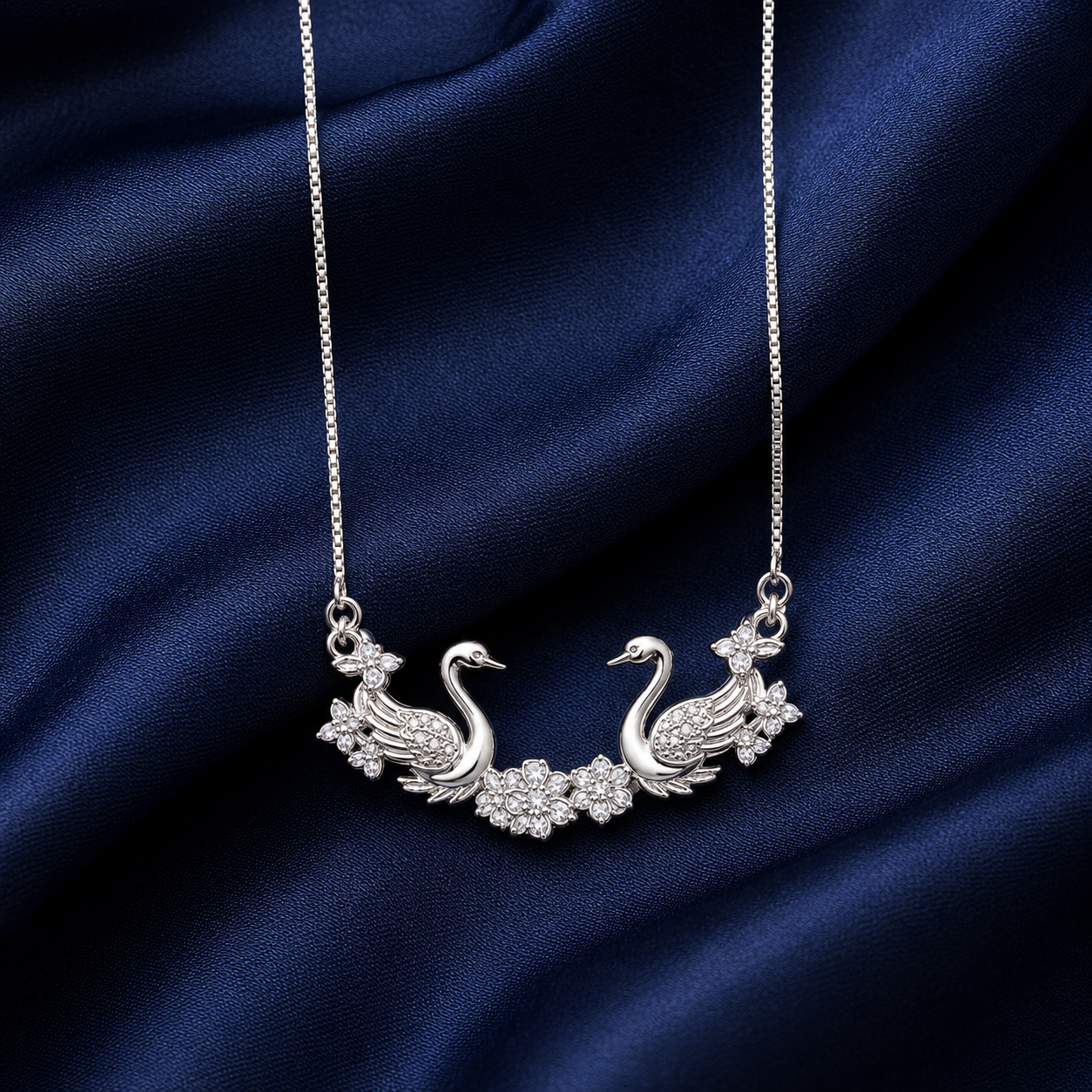 925 Sterling Silver Floral Branch Pendant Necklace - Silver Finish - alternate view