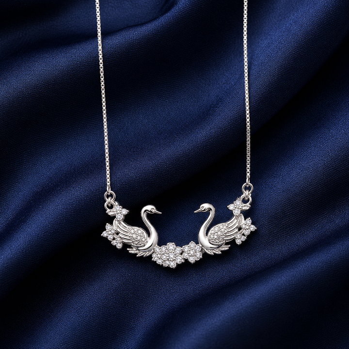 925 Sterling Silver Floral Branch Pendant Necklace - Silver Finish - alternate view