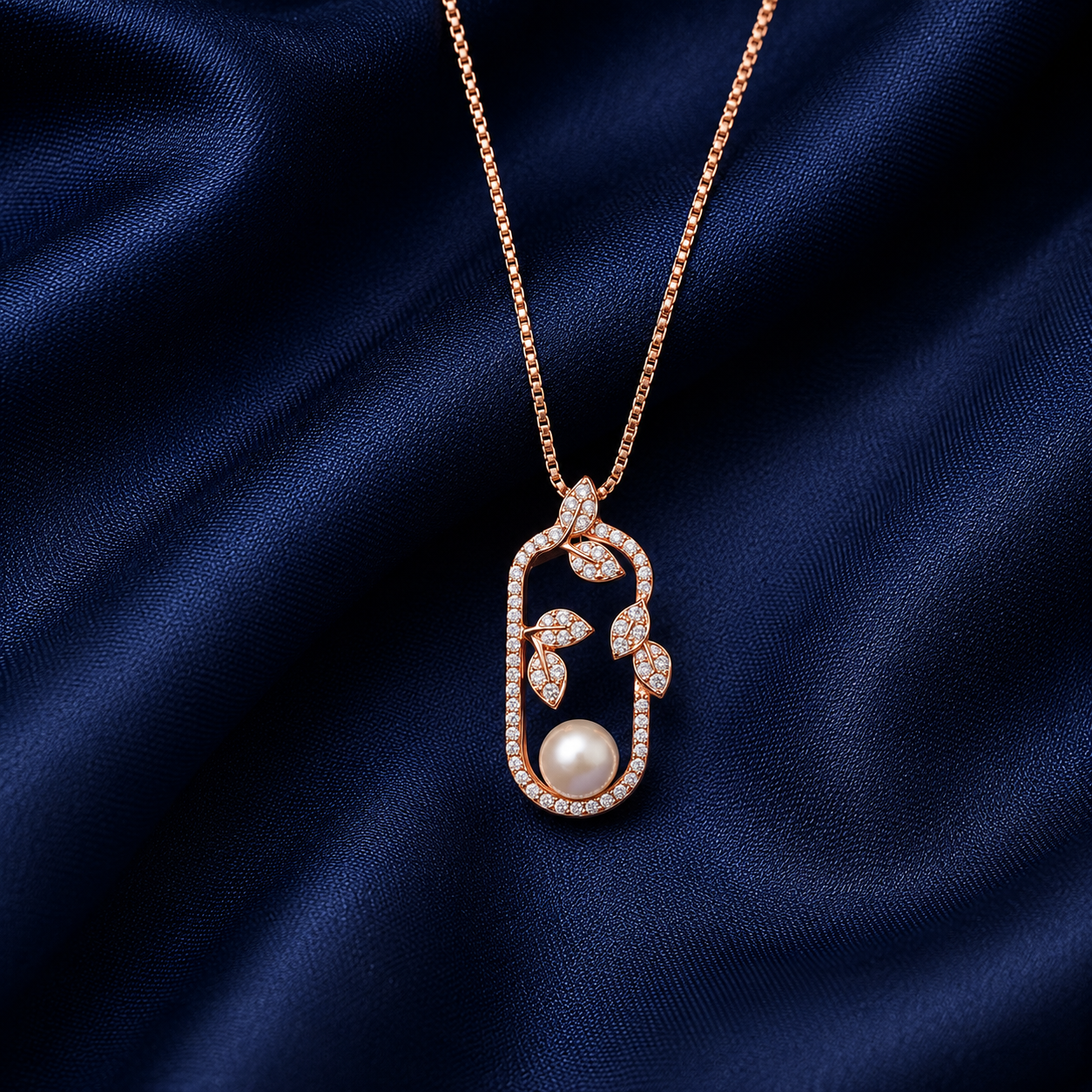 925 Sterling Silver Round Outline Drop Pendant Necklace - Rose Gold Finish - alternate view