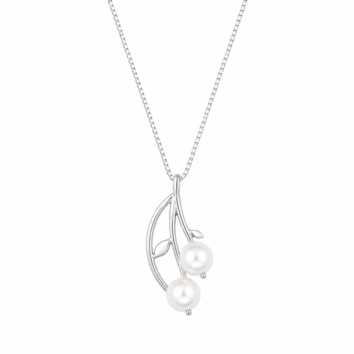 925 Sterling Silver Abstract Leaf Line Pendant Necklace - Silver Finish - front view