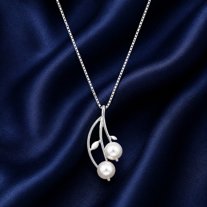 925 Sterling Silver Abstract Leaf Line Pendant Necklace - Silver Finish - alternate view