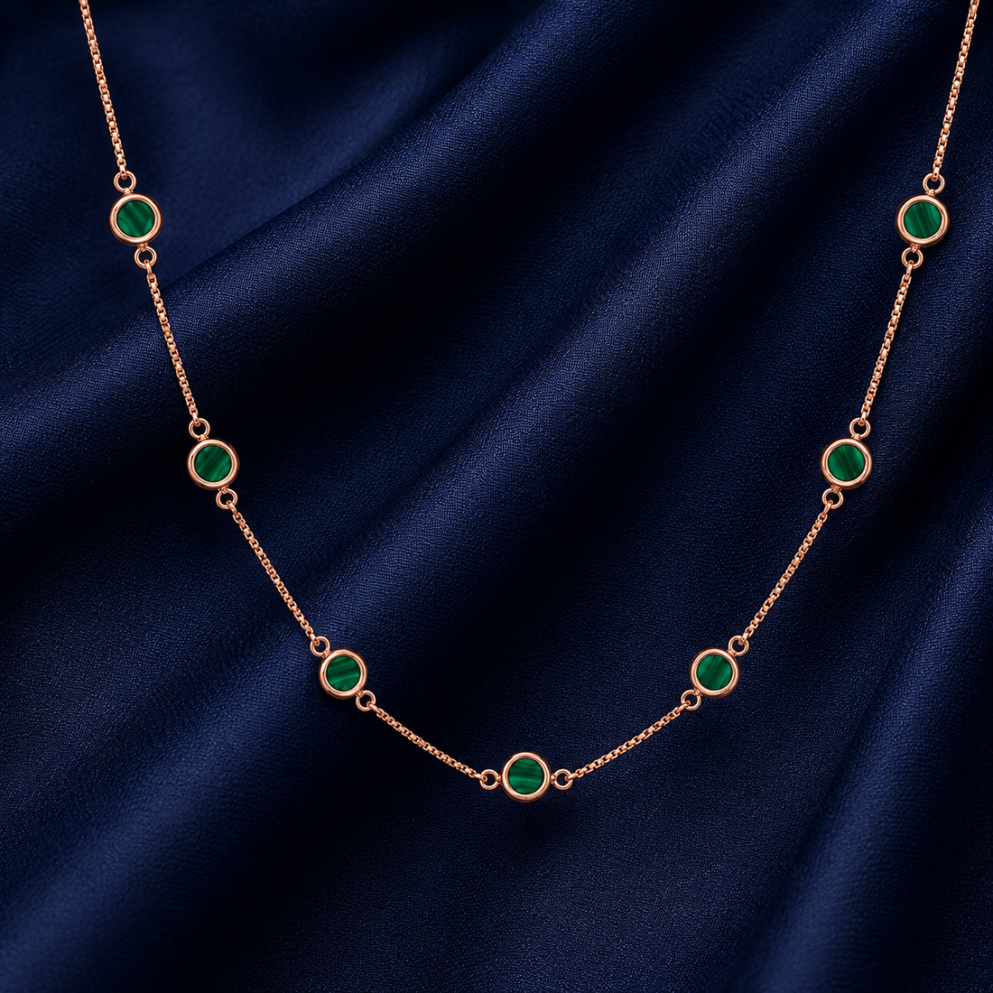 925 Sterling Silver Black Bead Station Pendant Necklace - Rose Gold Finish - alternate view