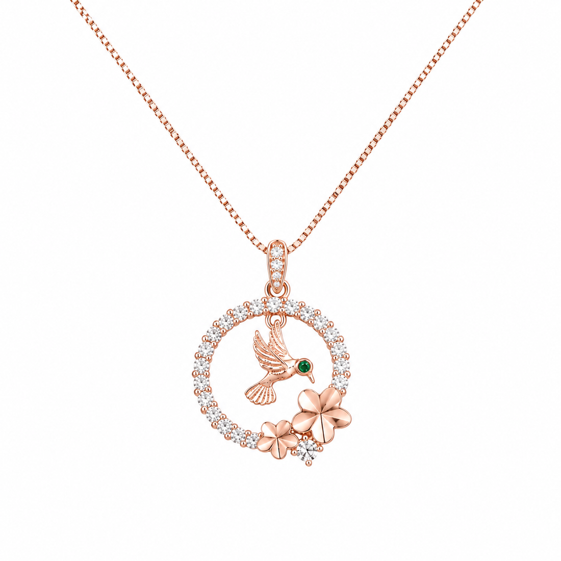 925 Sterling Silver Crescent Moon & Star Pendant Necklace - Rose Gold Finish - alternate view