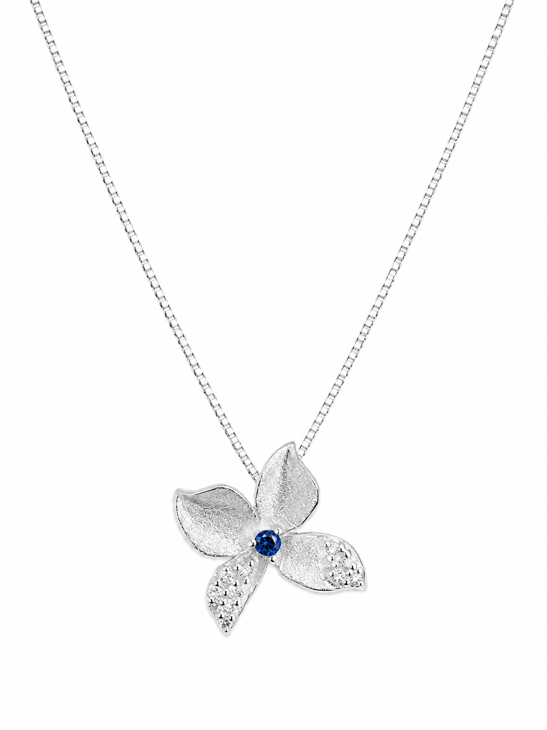 925 Sterling Silver Blue Dragonfly Pendant Necklace - Silver Finish - front view