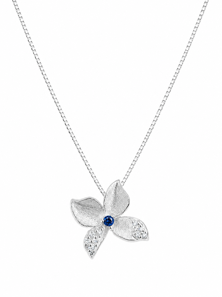 925 Sterling Silver Blue Dragonfly Pendant Necklace - Silver Finish - front view
