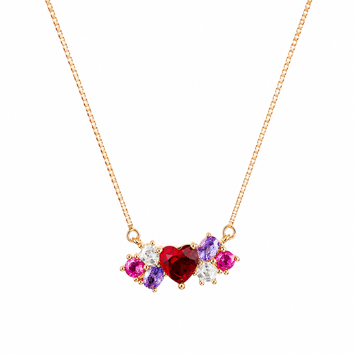 925 Sterling Silver Multicolor Butterfly Pendant Necklace - Rose Gold Finish - front view