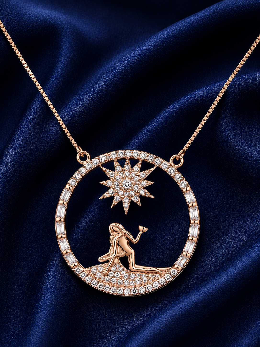 925 Sterling Silver Tree of Life Medallion Pendant Necklace - Rose Gold Finish - front view