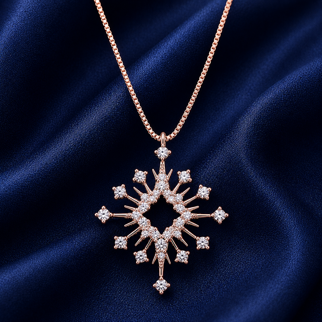 925 Sterling Silver Two-Tone Geometric Sunburst Pendant Necklace - Two-Tone - front view