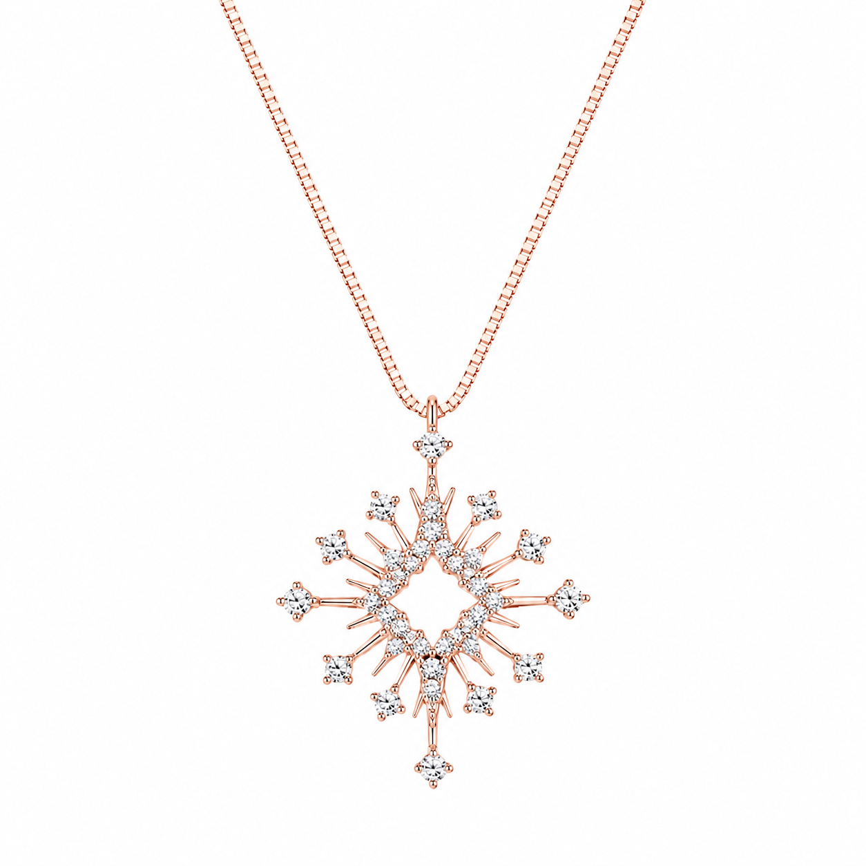925 Sterling Silver Two-Tone Geometric Sunburst Pendant Necklace - Two-Tone - alternate view