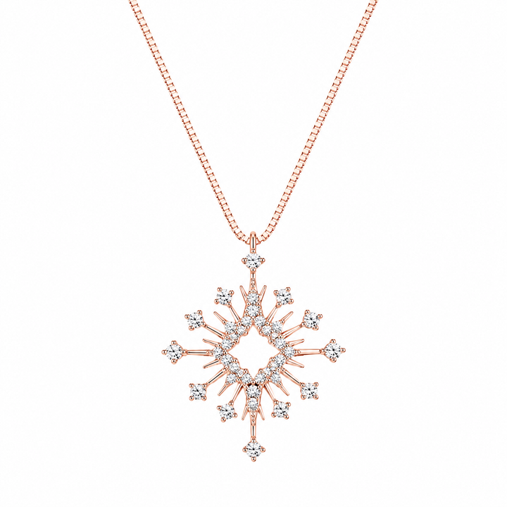 925 Sterling Silver Two-Tone Geometric Sunburst Pendant Necklace - Two-Tone - alternate view