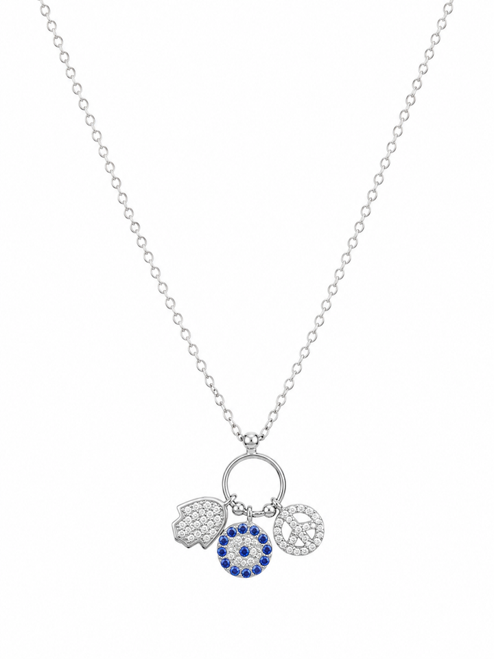 925 Sterling Silver Clover Halo Pendant Necklace - Silver Finish - front view