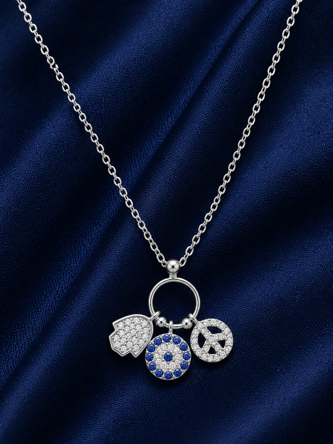 925 Sterling Silver Clover Halo Pendant Necklace - Silver Finish - alternate view