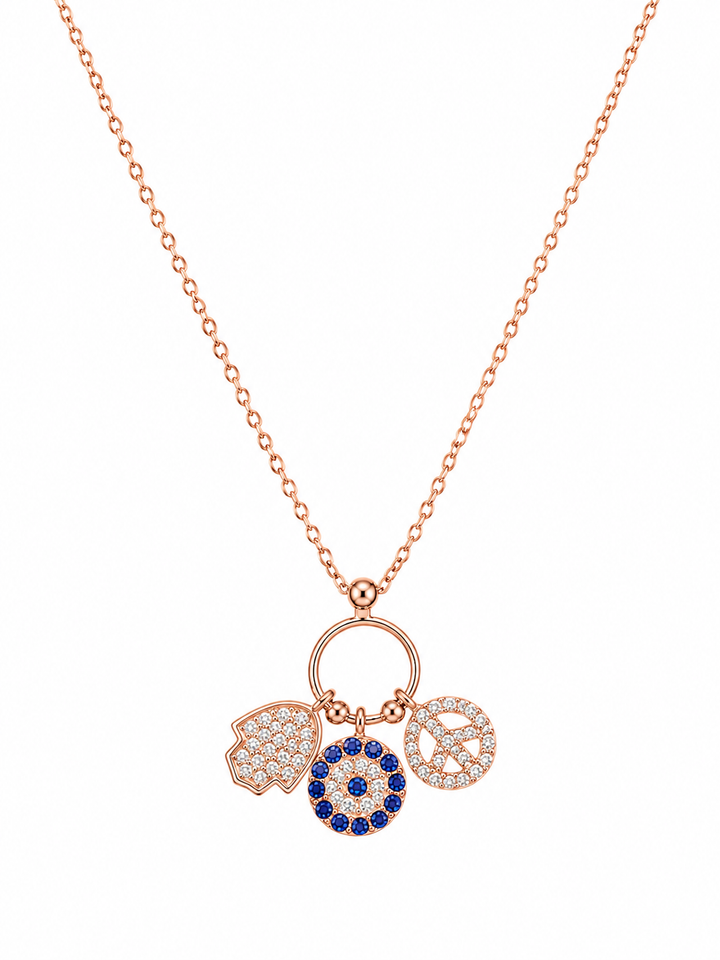 925 Sterling Silver Clover Halo Pendant Necklace - Rose Gold Finish - alternate view