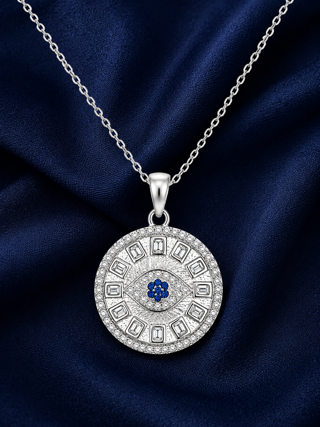 925 Sterling Silver Round Filigree Medallion Pendant Necklace - Silver Finish - alternate view
