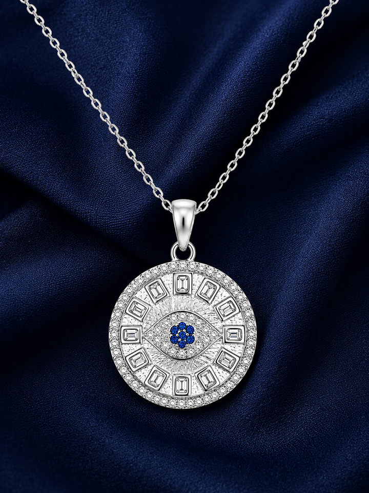 925 Sterling Silver Round Filigree Medallion Pendant Necklace - Silver Finish - alternate view
