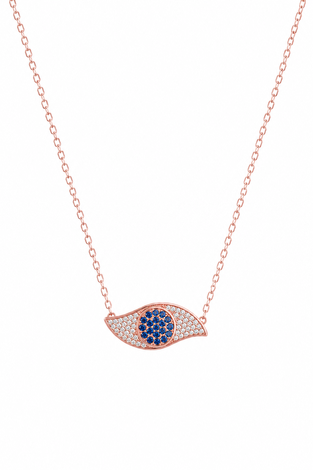 925 Sterling Silver Black Accent Bar Pendant Necklace - Rose Gold Finish - front view