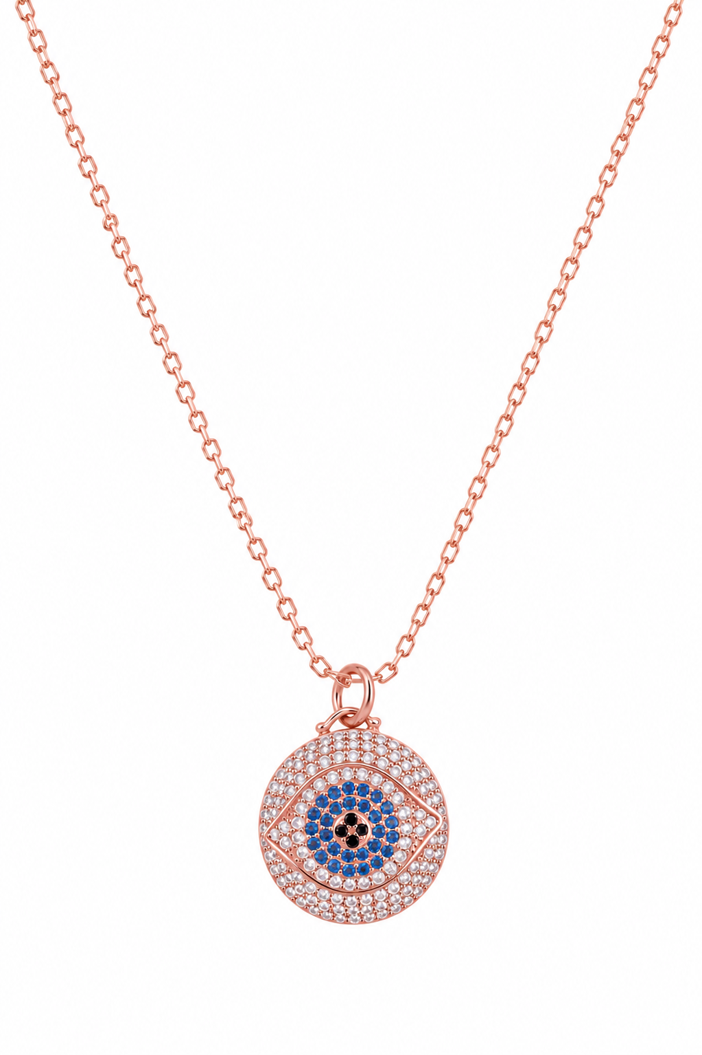 925 Sterling Silver Purple Round Halo Pendant Necklace - Rose Gold Finish - front view