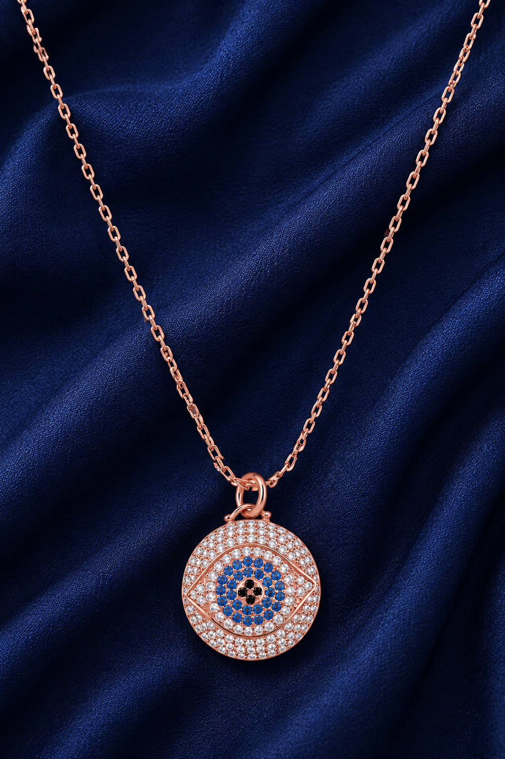 925 Sterling Silver Purple Round Halo Pendant Necklace - Rose Gold Finish - alternate view