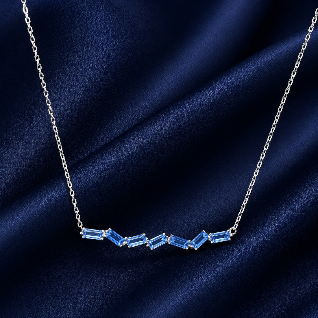 925 Sterling Silver Delicate Bar Station Pendant Necklace - Silver Finish - front view