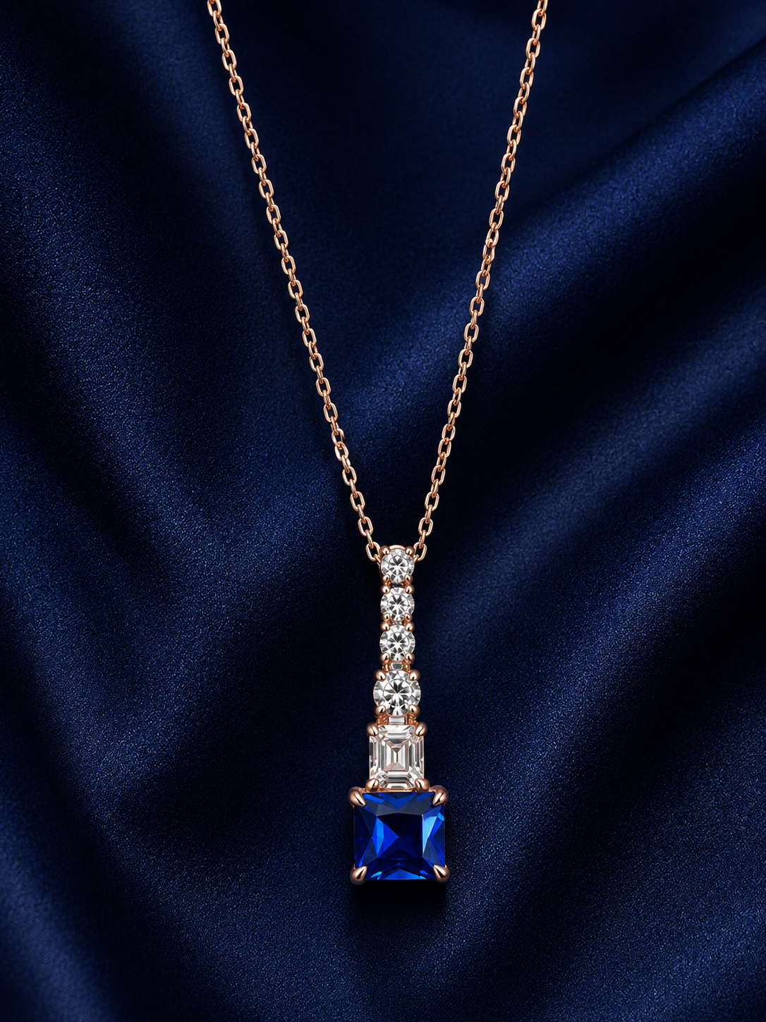 925 Sterling Silver Vertical Bar Drop Pendant Necklace - Silver Finish - front view