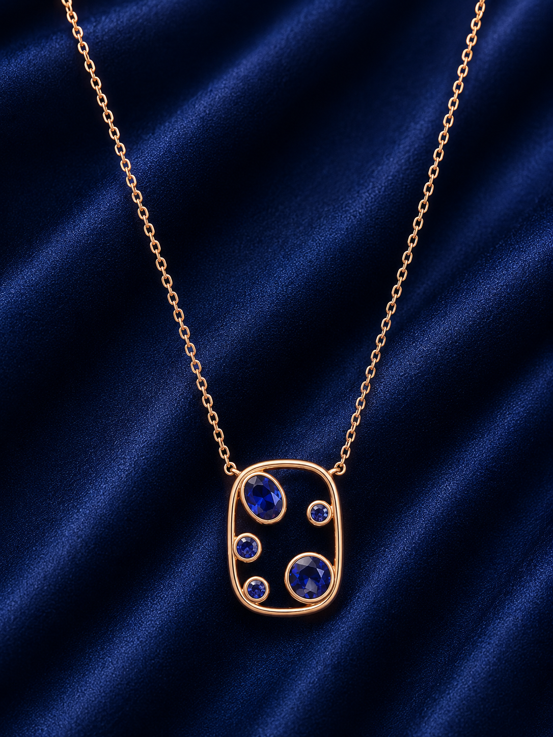 925 Sterling Silver Square Clover Filigree Pendant Necklace - Rose Gold Finish - front view