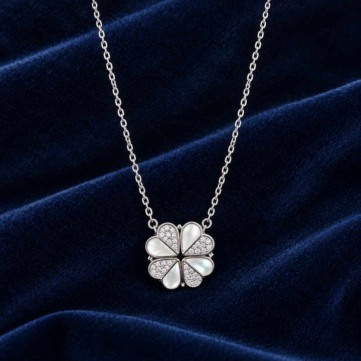 925 Sterling Silver Women's Five Heart CZ Chain Pendant - Image 2