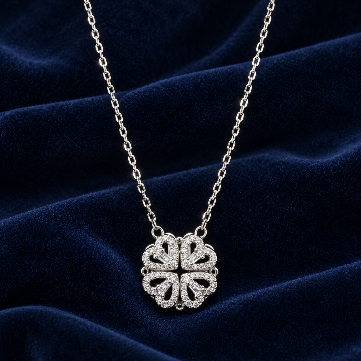 925 Sterling Silver Women's Multi-Heart CZ Chain Pendant - Image 2