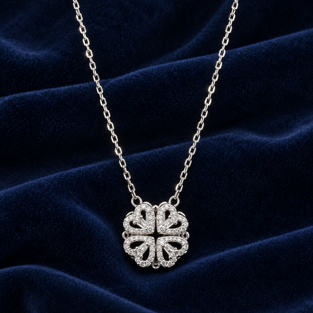 925 Sterling Silver Women's Multi-Heart CZ Chain Pendant - Image 2