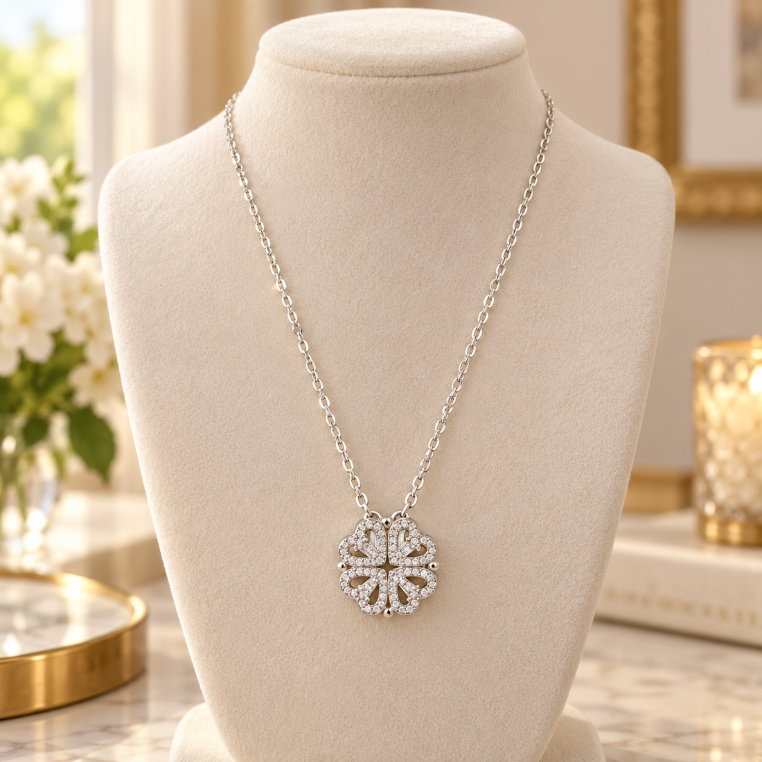 925 Sterling Silver Women's Multi-Heart CZ Chain Pendant - Image 3