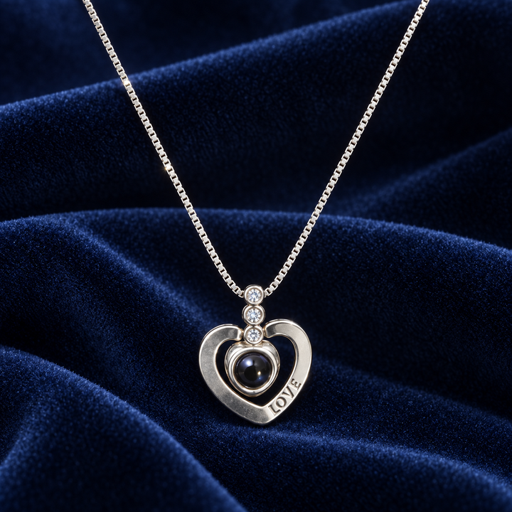 925 Sterling Silver Women's Heart Projection Chain Pendant – I Love You in 180 Languages - Image 2