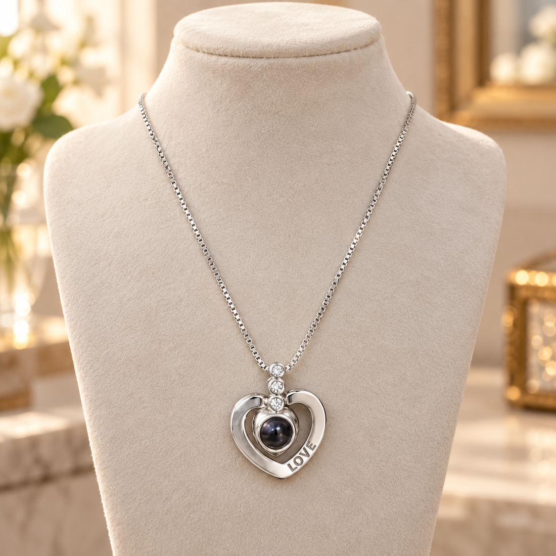 925 Sterling Silver Women's Heart Projection Chain Pendant – I Love You in 180 Languages - Image 3