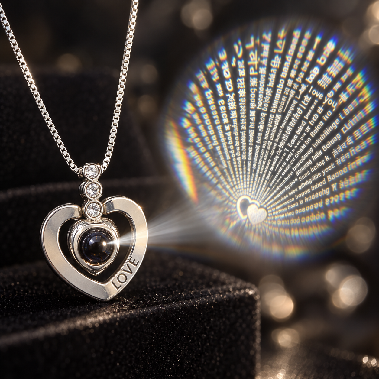 925 Sterling Silver Women's Heart Projection Chain Pendant – I Love You in 180 Languages - Image 5