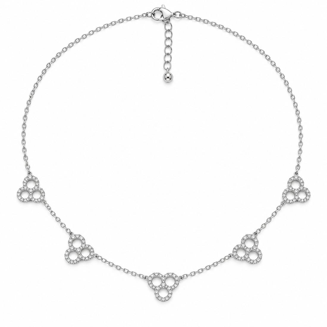 925 Sterling Silver Women's Five Clover Charm Chain Pendant - Image 1