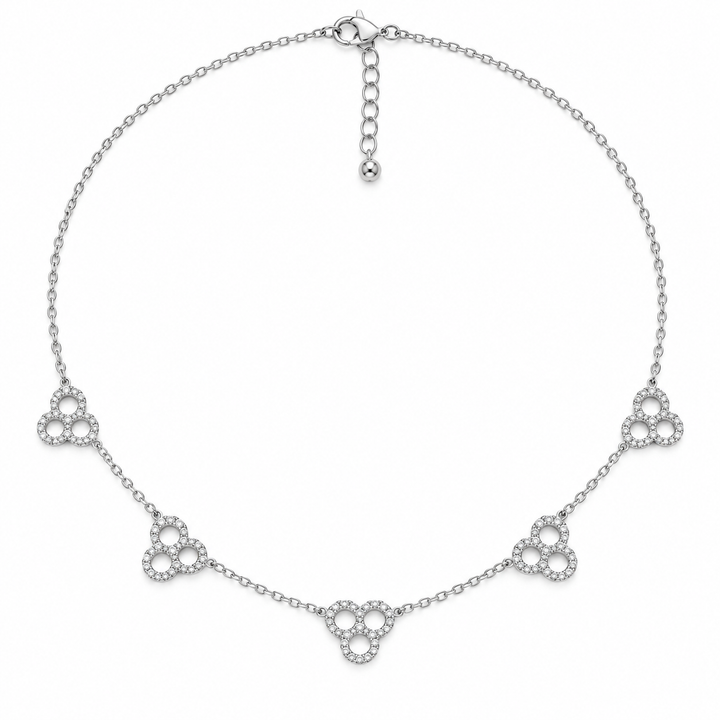 925 Sterling Silver Women's Five Clover Charm Chain Pendant - Image 1