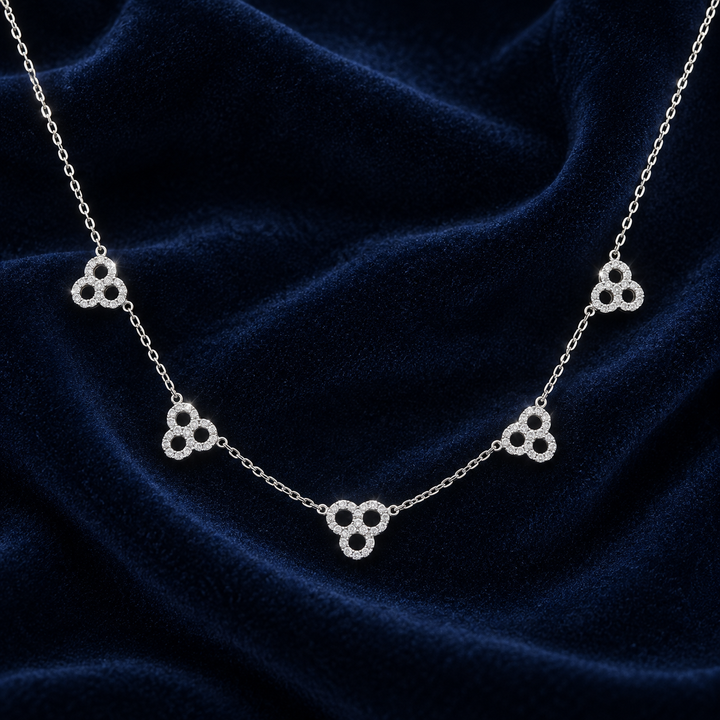 925 Sterling Silver Women's Five Clover Charm Chain Pendant - Image 2