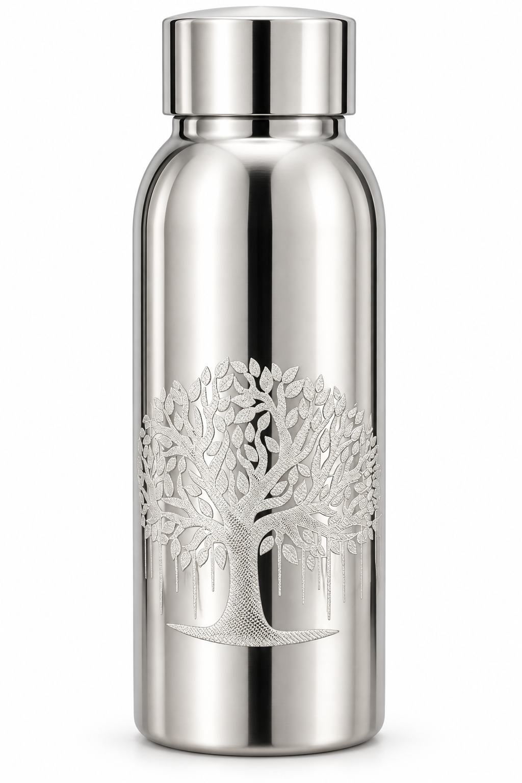 Pure Silver Tree Design Water Bottle - 18 cm - Image 1