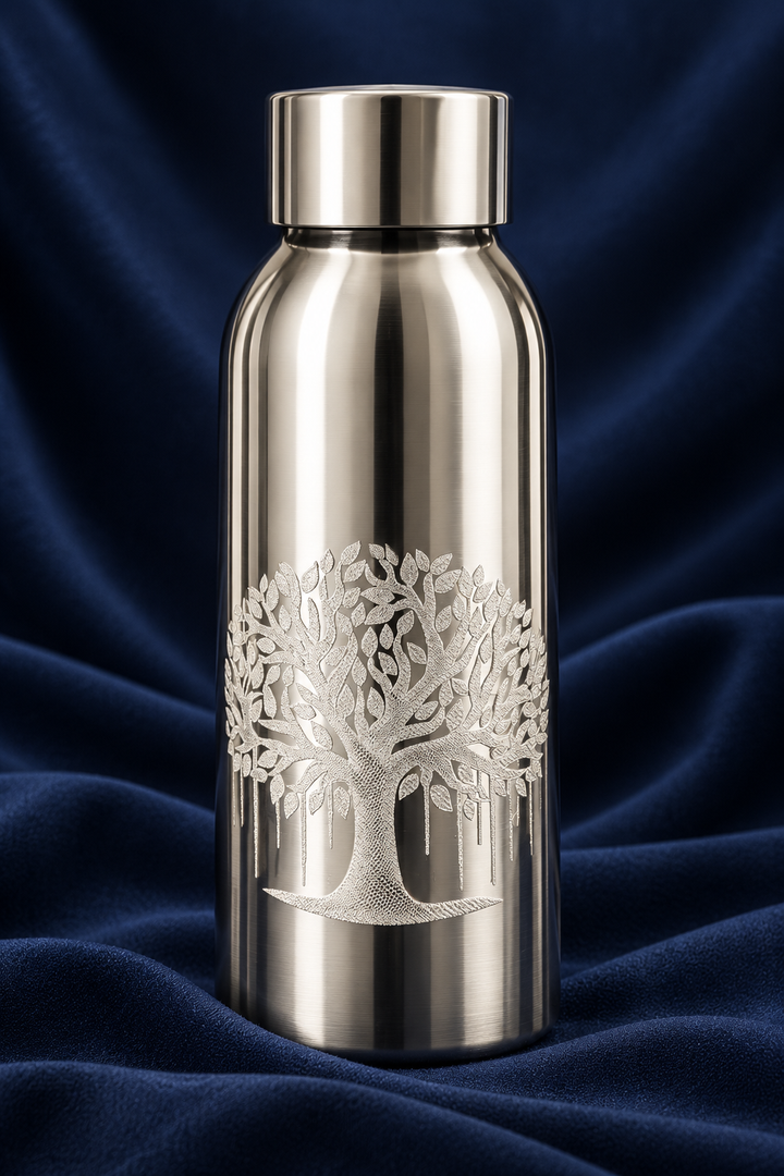Pure Silver Tree Design Water Bottle - 18 cm - Image 2