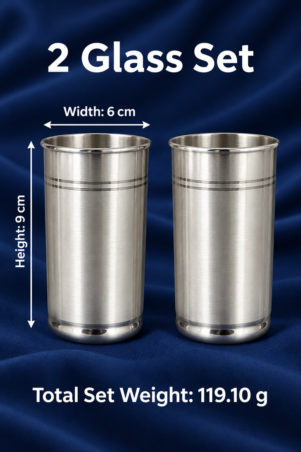 Pure Silver Classic Drinking Glass Set of 2 - Image 3