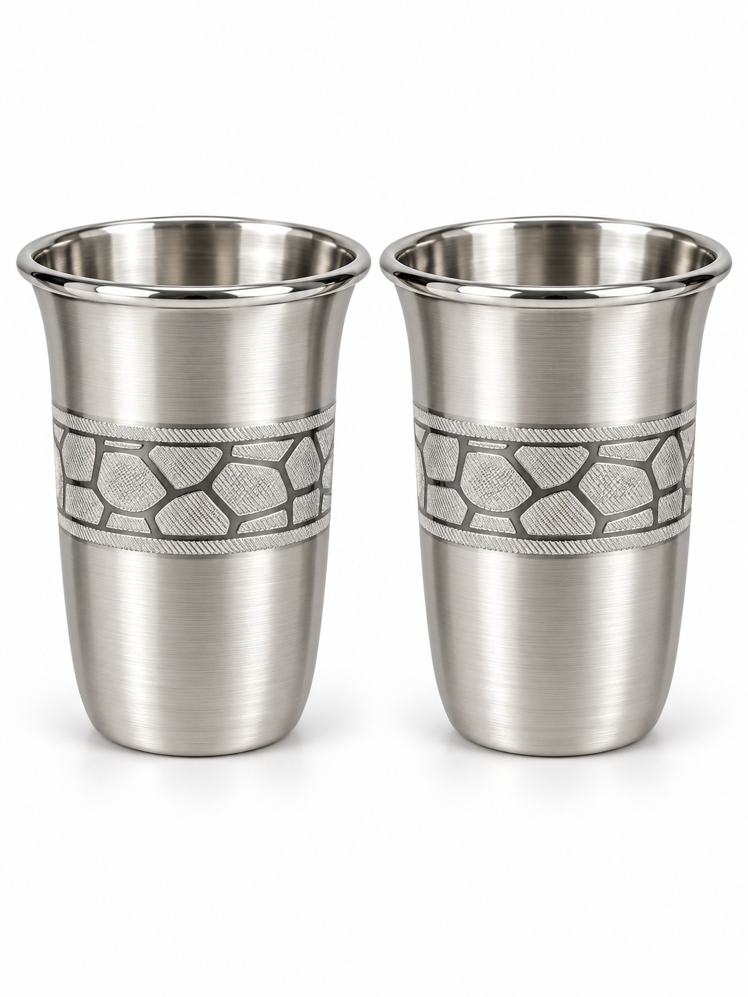 Pure Silver Geometric Band Drinking Glass Set of 2 - Image 1