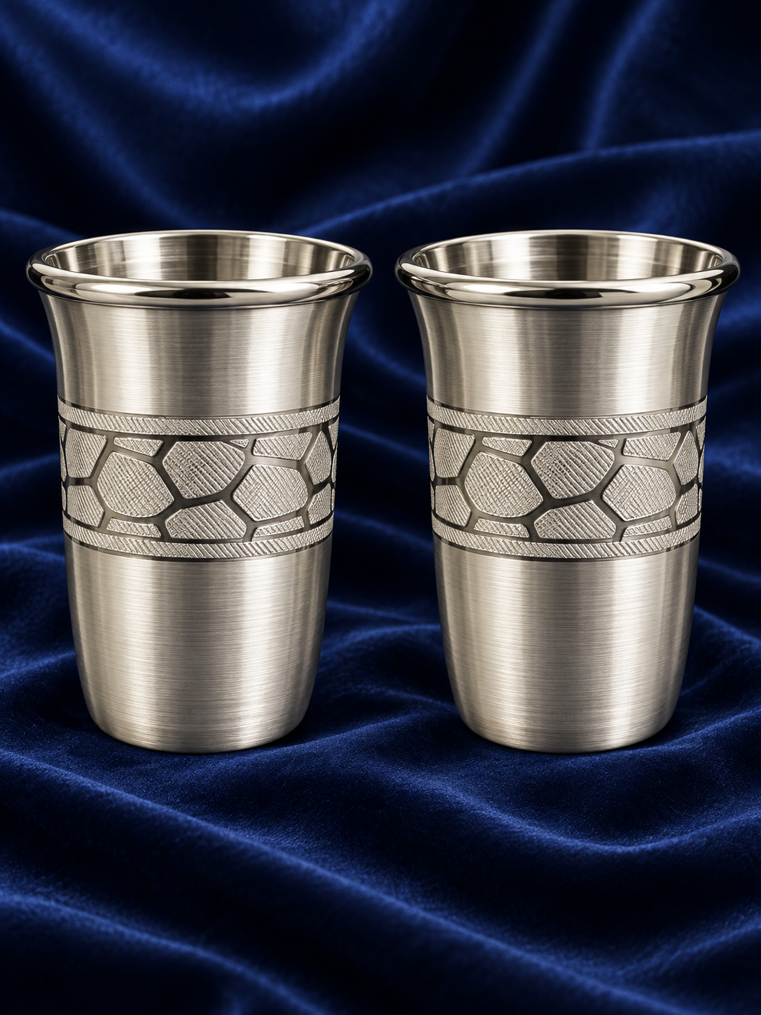 Pure Silver Geometric Band Drinking Glass Set of 2 - Image 2