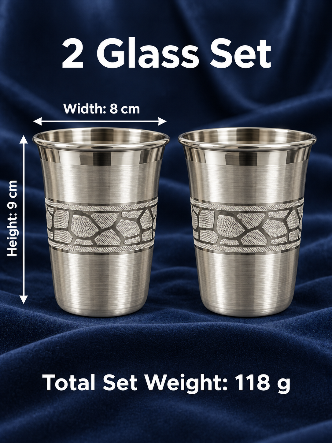 Pure Silver Geometric Band Drinking Glass Set of 2 - Image 3