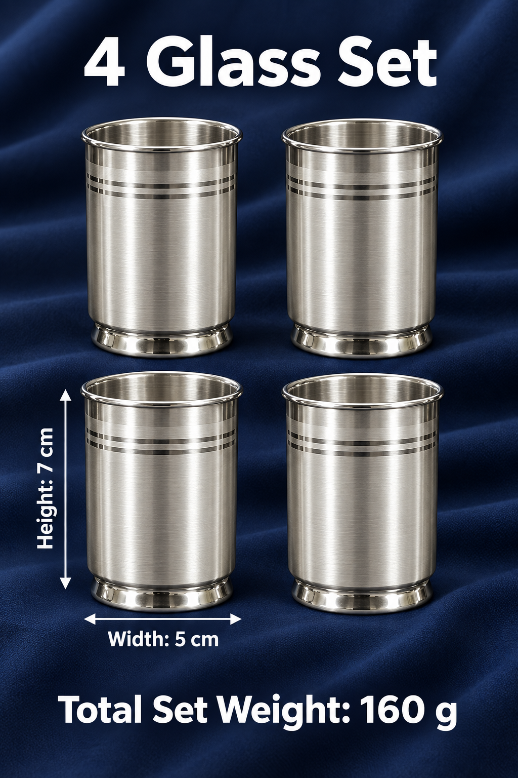 Pure Silver Classic Drinking Glass Set of 4 - Image 3