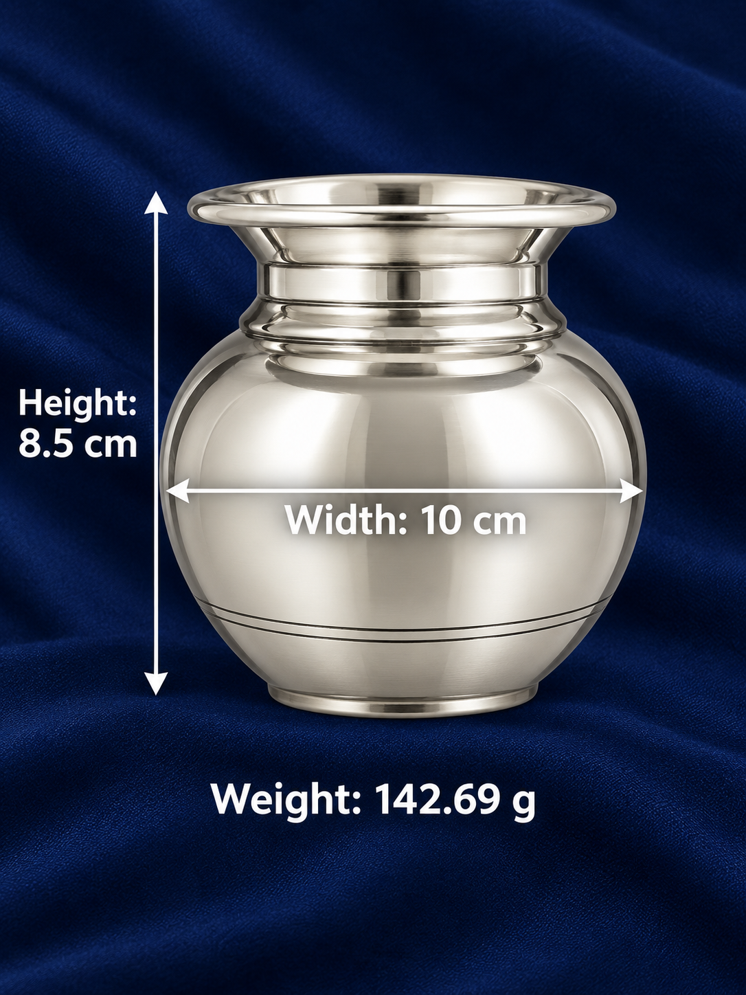 Pure Silver Traditional Round Kalash - Image 3