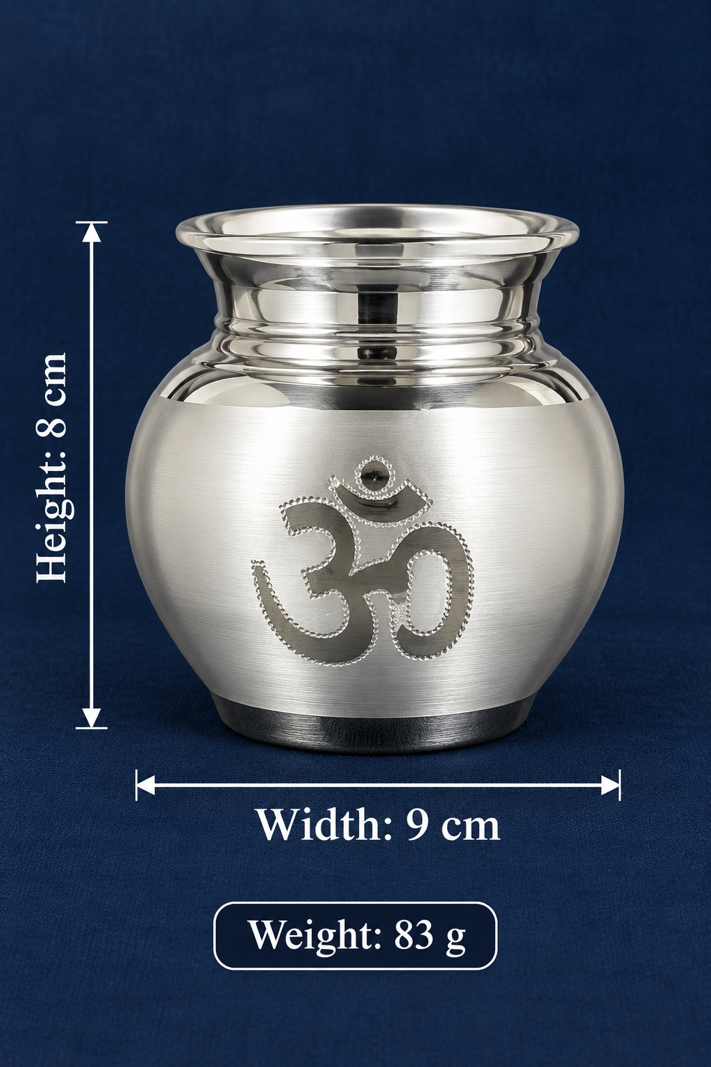 Pure Silver Om Design Kalash - Image 3