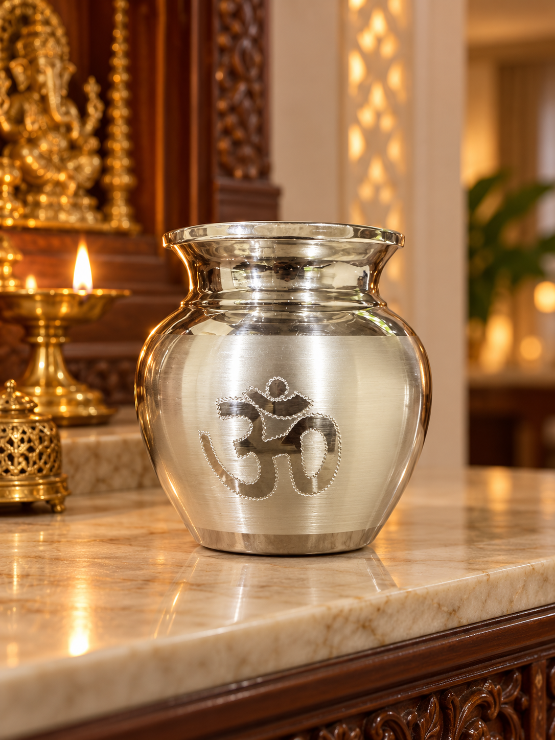 Pure Silver Om Design Kalash - Image 4