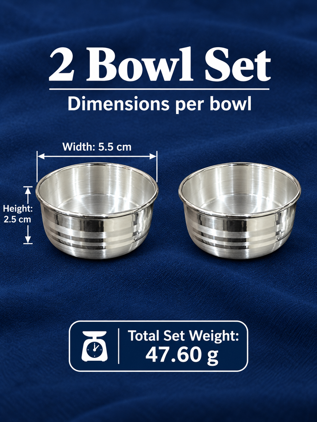 Pure Silver Bowl Set of 2 - Image 3