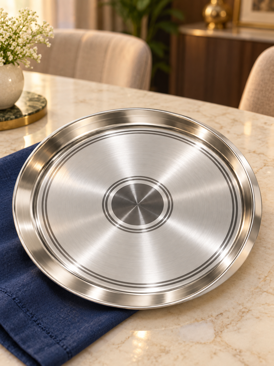 Pure Silver Round Dining Plate - DI015 - Image 4