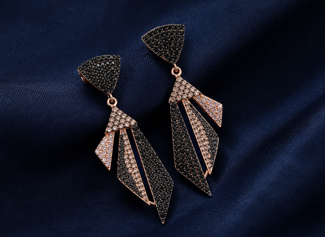 925 Sterling Silver Wine Geometric Tassel Drop Earrings - front view