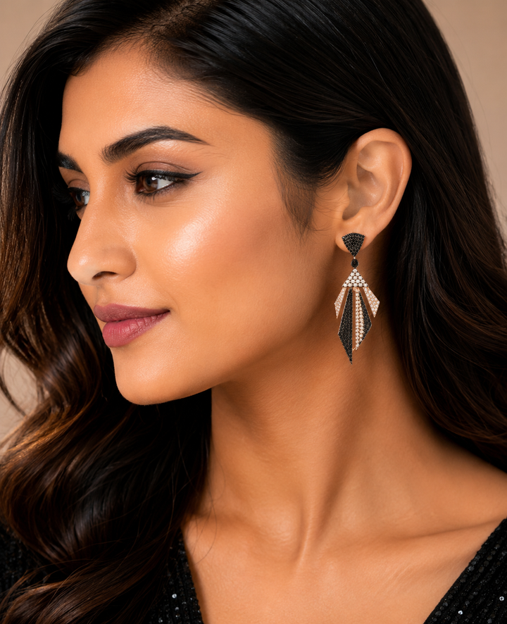 925 Sterling Silver Wine Geometric Tassel Drop Earrings - alternate view