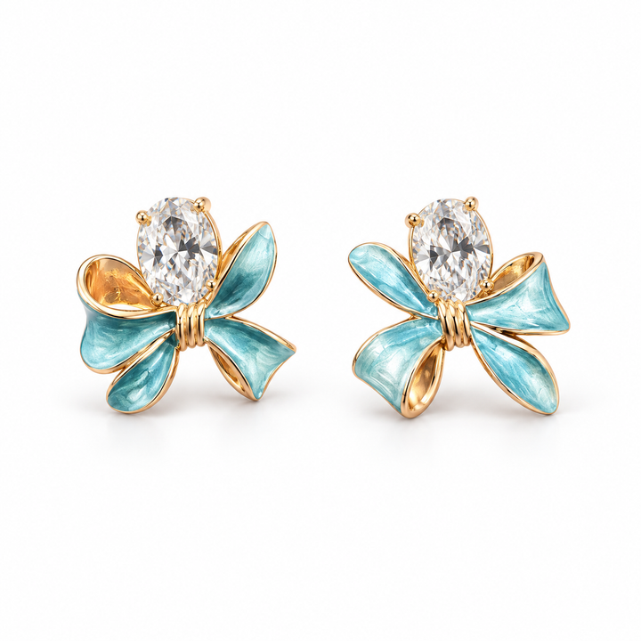 925 Sterling Silver Women's Aqua Blue Floral Stud Earrings - Image 1
